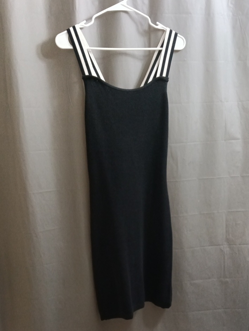 Love Black Midi Dress with Black-and-White Striped Straps